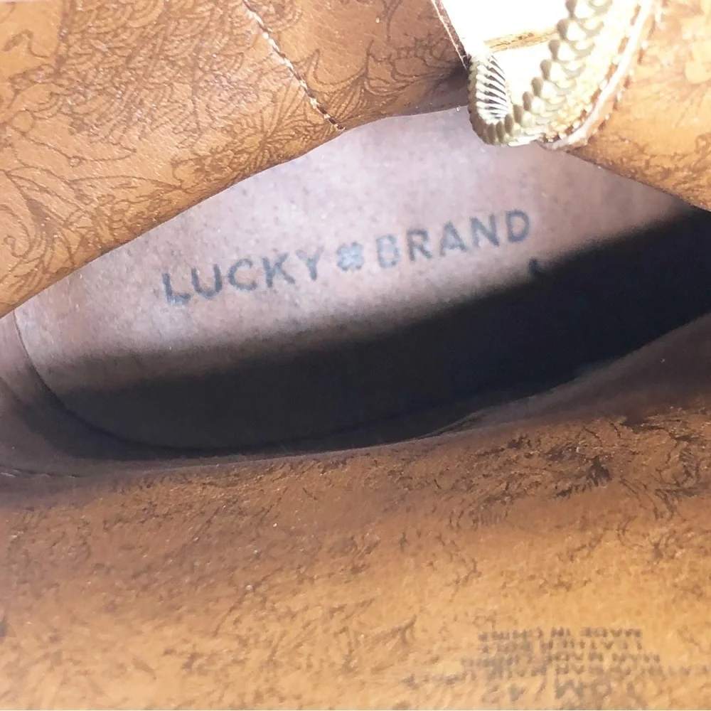 Lucky brand mustard Lucky Vachetta leather western ankle boots